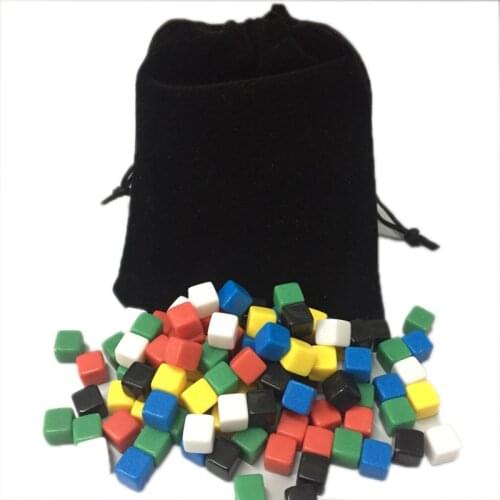 100Pcs/set with black bag 8mm Colorful Crystal D6 Dice Chess Piece With Right Angle Sieve For Puzzle Board Games