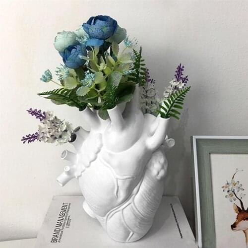 2 in 1 Artificial Heart Flower Arrangement Ornaments Heart Shape Home Desktop Decoration Porcelain Heart Miniatures Ornaments