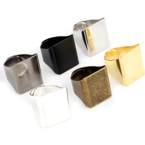 20mm 5pcs Classic 6 Colors Plated Brass Square Adjustable Ring Settings Blank/Base,Fit 20mm Glass Cabochons,Buttons;Ring Bezels