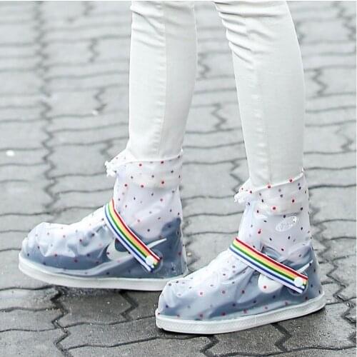 20pairs Fashion Transparent Shoes Cover Rain Boots Non-slip Waterproof Raincoat thick bottom Child models Wellies cover WA0971