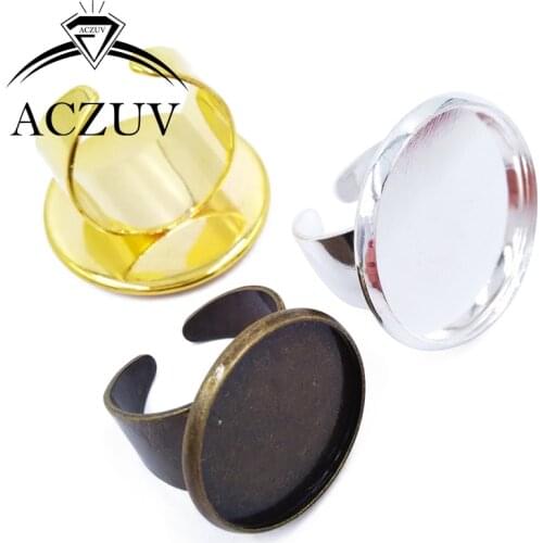 200pcs 16mm 18mm 20mm 25mm Cabochon Settings Adjustable Ring Blanks Bezel Blank Ring Base KRS001