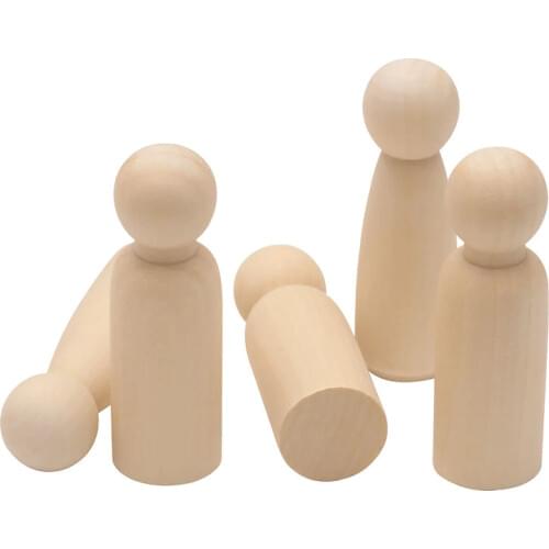 5PCS Graffiti Unfinished Solid Wood Peg Doll Toy People Manual Painting Dolls Supplies DIY Hand Craft Accessories