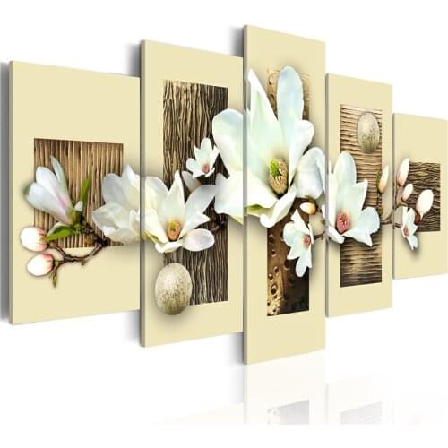 5 Pieces Modern Art Home Decor Orchids Flower Canvas Painting Floral Wall Art Poster Pictures for Living Room Bedroom Home Decor