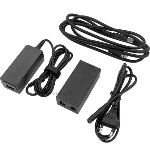 EU US Plug 3.0 AC Adapter for XBOX One S SLIM/ONE X Kinect Adapter Power Supply with USB Charging Cable Kinect for Windows10