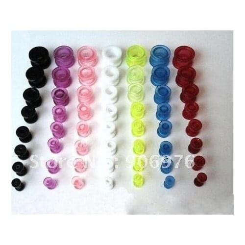 Acrylic flesh tunnel ear panders plug jewelry mixed color mixed size body piercing jewelry free shipping
