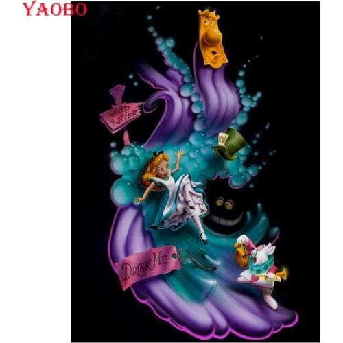 DIY Diamond Painting Alice in Wonderland Rhinestone Embroidery Cross Stitch Full Square round Diamond Mosaic Home Decoration