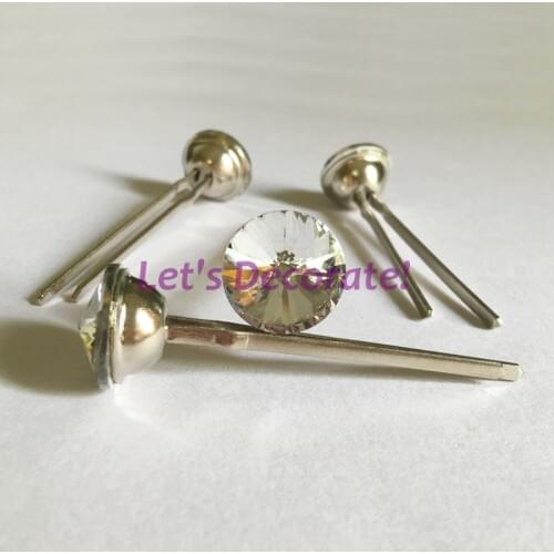 Free shipping 50PCS/LOT 18MM Satellite Crystal Glass Long Forks/ Decoration Tacks/ Upholstery Nails/ Crystal Buttons