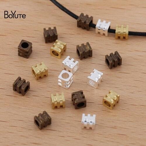 BoYuTe (250 Pieces/Lot) 3*3.2MM Lathe Three-line Square Bead Factory Direct Sale Metal Brass Beads for Jewelry Making