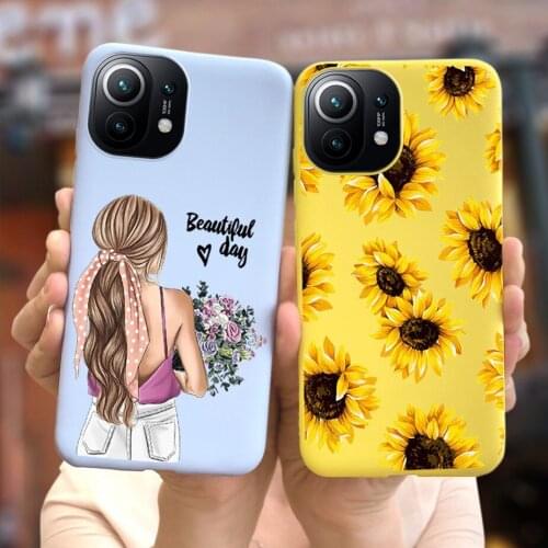 Beautiful Girls Flowers Cover For Xiaomi Mi 11 Case Mi11 Soft Slim Fundas For Xiaomi 11 Mi11 Phone Cases M2011K2C Silicone Coque