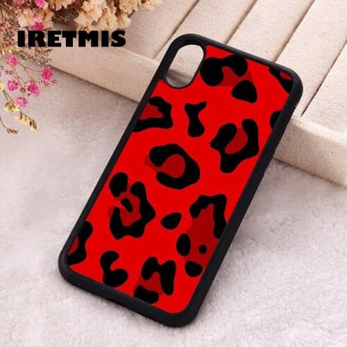 Iretmis 5 5S SE 2020 phone cover cases for iphone 6 6S 7 8 Plus X Xs XR 11 12 Mini Pro Max Silicone TPU red leopard