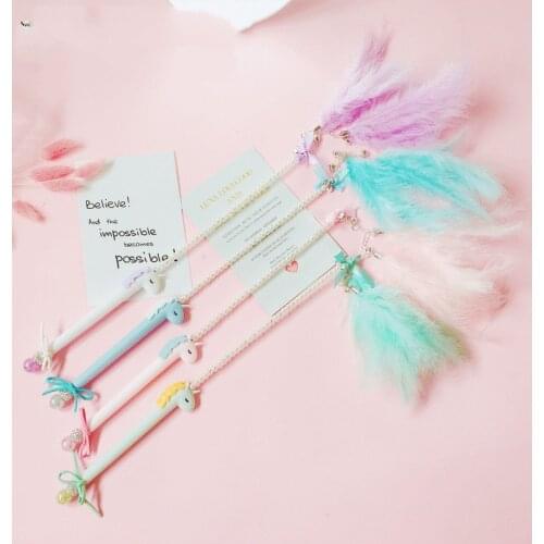 Unicorn Feather Cat Teaser Wand Toys High Quality Funny Interactive Cats Stick Pet Toys Leap Cat Accessories Pets Products 1PCS