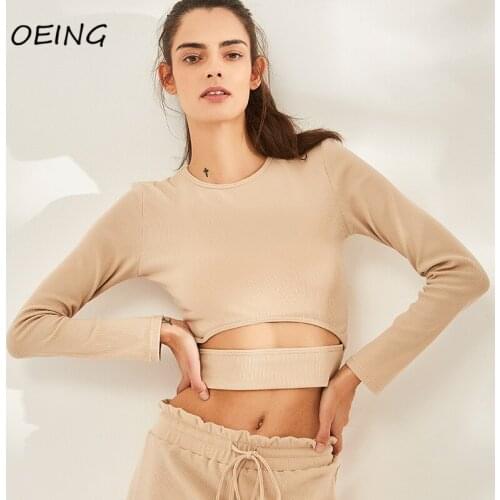 Stretch Tights Long Sleeve Crop Top Yoga Gym Shirts Workout Hollow Out Jogging Sport Tops for Women