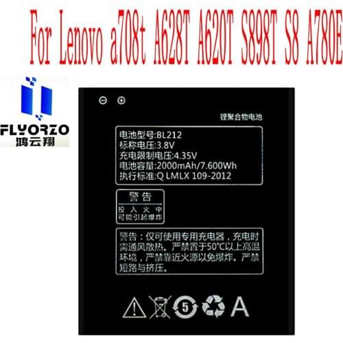 Brand new High Quality 2000mAh BL212 Battery For Lenovo a708t A628T A620T S898T S8 A780E Mobile Phone
