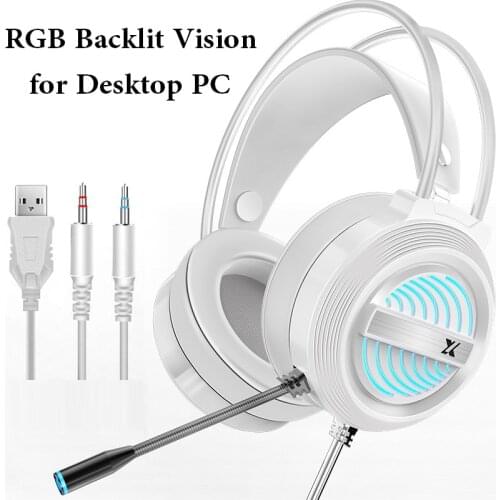 Headset for Notebook Computer Mobilephone Gaming Headset E-sports 7.1 Channel with Wheat Wired Headset Black/Pink/White Earphone