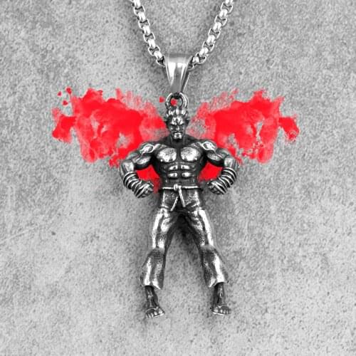 Kung Fu Taekwondo Fitness Long Men Necklaces Pendants Chain for Boyfriend Male Stainless Steel Jewelry Creativity Gift Wholesale