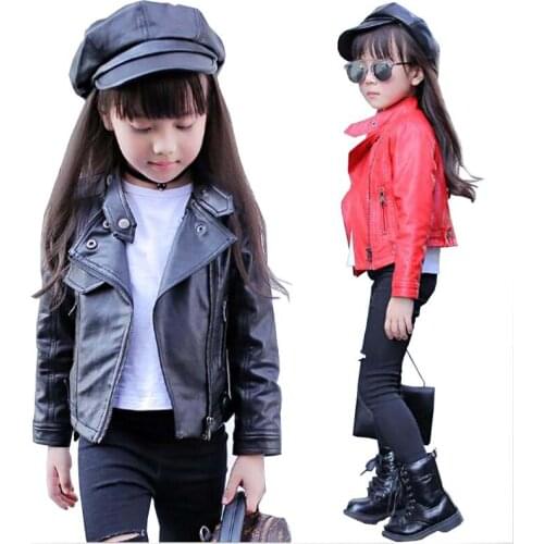 Girls clothes kids spring autumn PU leather jacket girls artificial leather jacket children casual leather jacket 4-13 Y outwear
