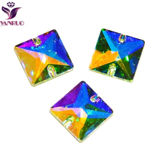 YANRUO 3240 Crystal AB Square Sew on Rhinestones Crystals Sewing Needlework Flatback Rhinestone Crystal Stones Craft Supplies