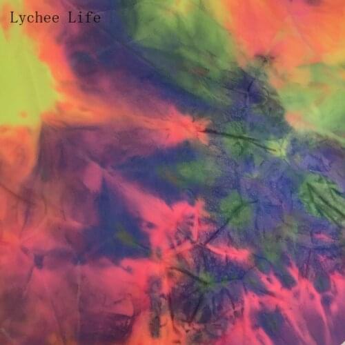 Lychee Life 1M Colorful Polyester Spandex Fabric For Clothes Stretch Patchwork Fabric Diy Home Decoration