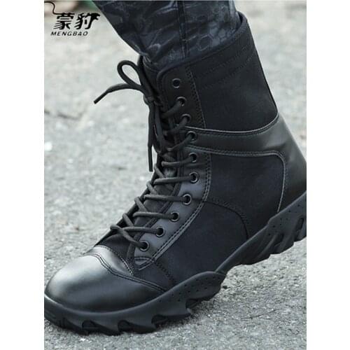 Black Mens Work Safety Shoes Men Tactical Military Boots Mesh Training Combat Boots Mens Sneaker Non-slip Hiking Hunting Shoes