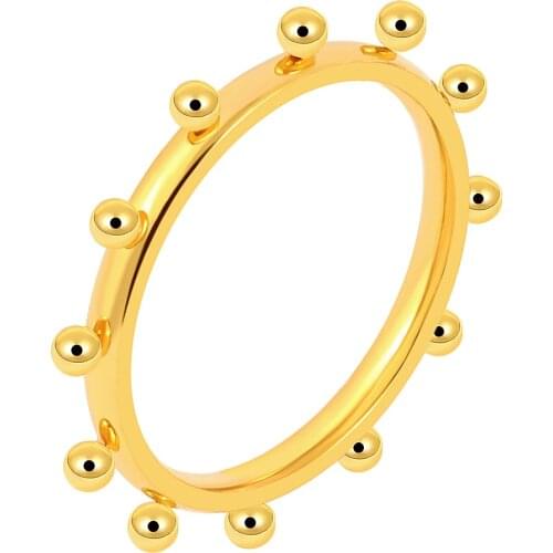 New Trendy Mini Balls Ring Gold Color Female Stainless Steel Lady Finger Rings For Women Fashion Jewelry
