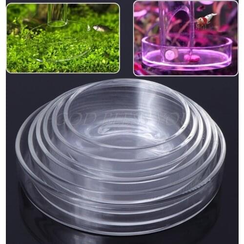New Arrival Fish Tank Feeder Aquarium Shrimp Glass Feeding Bowl Dish Tray 6 Size Drop Shipping