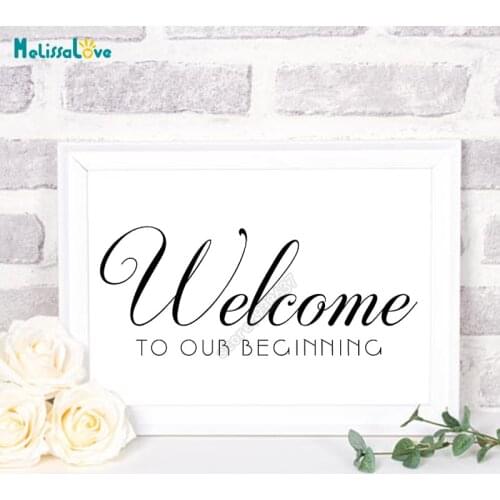 New Design Welcome To Our Beginning Wedding Sticker Reception Sign Quotes Board Glass Wood Chalkboard Decal Party Decor B710