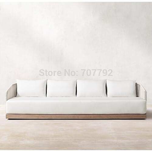 New design mix material teak outdoor furniture large sofa