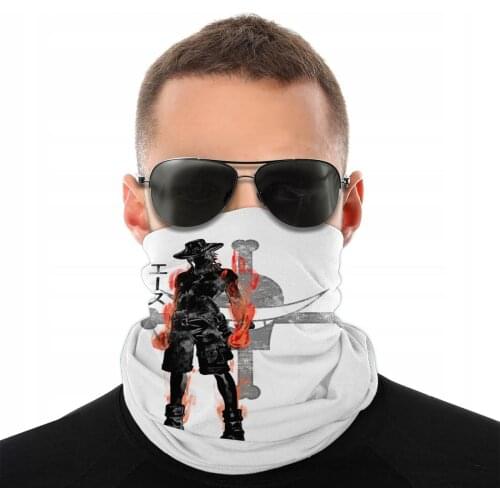 One Piece Fire Fist Ace Scarf Half Face Mask Men Women Fashion Neck Gaiter Tubular Bandanas Multi-functional Headwear Hiking