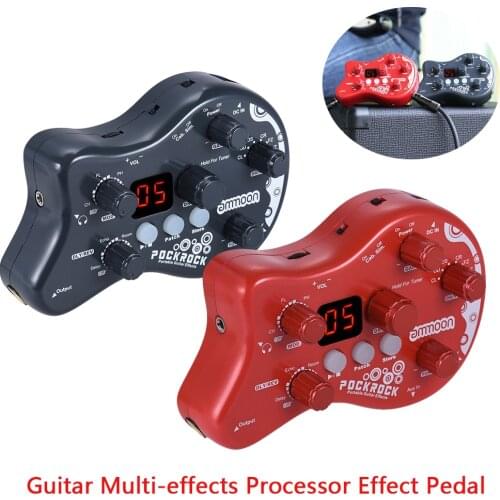 Ammoon PockRock Guitar Effect Pedal Multi-Effect Processor Guitar Pedal 5 Effect Modules with 15 Effect Types 40 Drum Rhythms