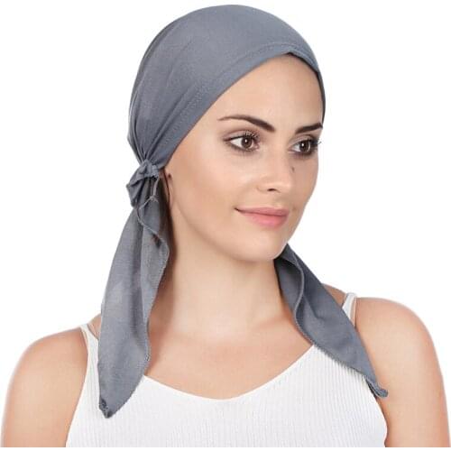 2021 New Muslim hijab caps for women solid color arab wrap head scarf fashion hijab underscarf caps turbante mujer