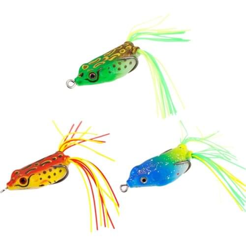 4cm Realistic Frog Lure Double Hook Topwater Ray Frog Artificial 3D Eyes Fishing Soft Bait Outdoor Fishing Tackle