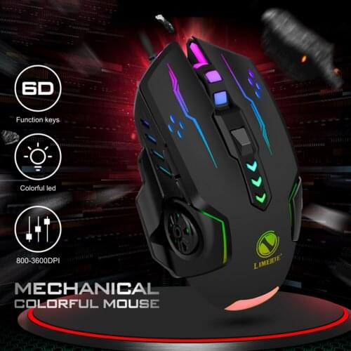 USB Wired Gaming Mouse 3600dpi Adjustable 6 Buttons LED Backlit Professional Gamer Mice Ergonomic Computer Mouse for PC Laptop