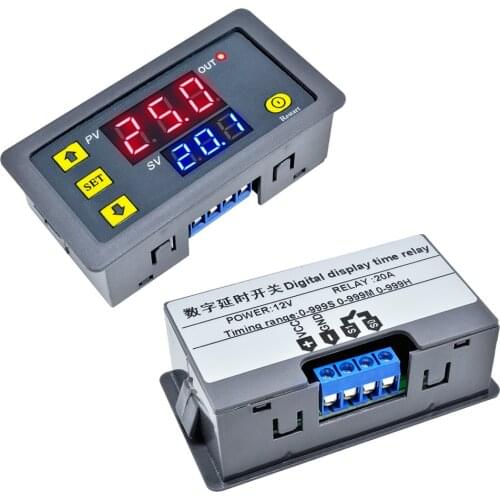 DC 12V AC 110V 220V Digital Timing Delay Relay Module Cycle Timer Relay Dual LED Display Timer Control Switch Adjustable Control
