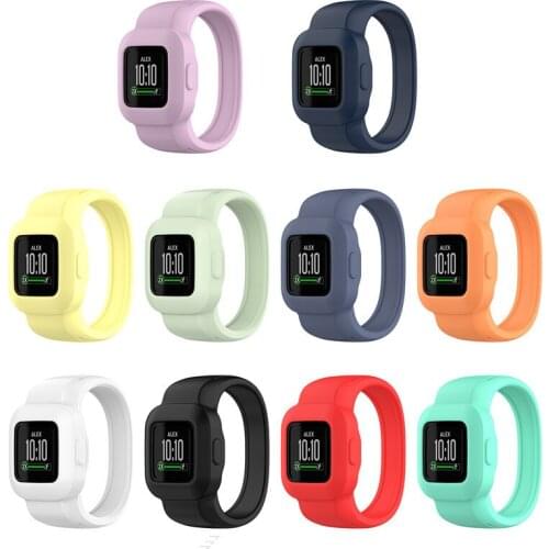 Solid color Wristband Silicone No Buckle Watch Band Strap Watchband Sports Replacement for Garmin Vivofit JR.3 L S size