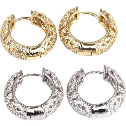 3 Pairs New Geometry Gold Silver Color CZ Wedding Hoop Earrings for Women Fashion jewelry Design Gift