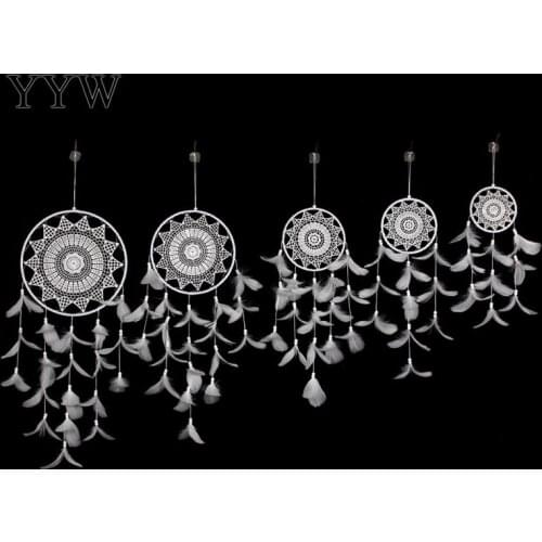 Nordic Dream Catcher Feathers Bead Hanging Decoration Dreamcatcher Net for Wall Hanging Car Home Hanging Decoration Ornament