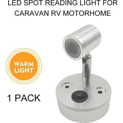 12V Interior Reading Light 1W Warm White Interior Bed Light LED Wall Lamp RV Accessories for Lorry Caravan Car RV Camper