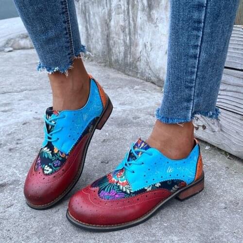 Spring New Style College Style Casual Retro Ethnic Broch Single Shoes Large Size Leather Shoes