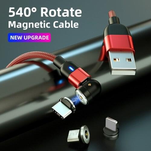 540 ° Rotating Magnetic Cable Micro USB Type C Phone Cable For iPhone11 Pro XS Max Samsung A32 A52 A72 A12 5G USB Data Cable