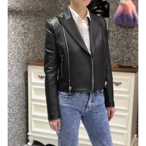 Woman Coats Natural Genuine Leather 2020 Winter Fashion Sheepskin Leather Coat Female Jackets Overcoat H119