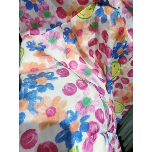 Women Dress 2021 Autumn New Pink Smiling Face Print V-neck Lovely Fold Dress Slim Womens Dress