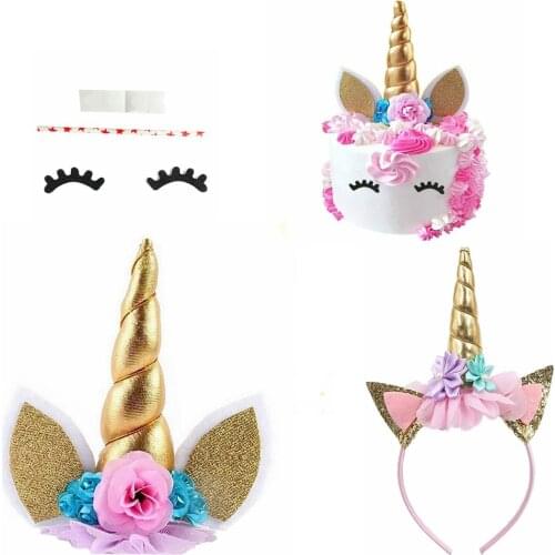 1pc Unicorn Horns Cake Topper Decor Halloween Birthday Party Event Supplies Kids Birthday Cake Decoratio Girls Headband