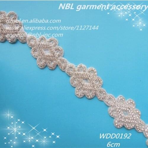 10 yards wholesale bridal rhinestone beaded applique trim iron on for dress WDD0192