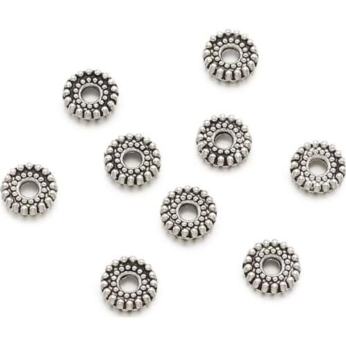 100pcs 6mm 7mm 8mm Tibetan Style Alloy Bead Spacers Flat Round DIY Jewelry Necklaces Bracelets Making