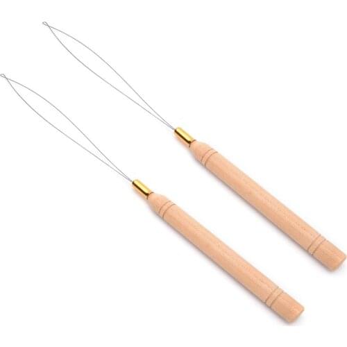 2 Pcs Pulling Hook Needle Used For Silicone Microlink Beads And Feathers Micro Rings Loop Tool Loop Threader Wire Pulling Hook