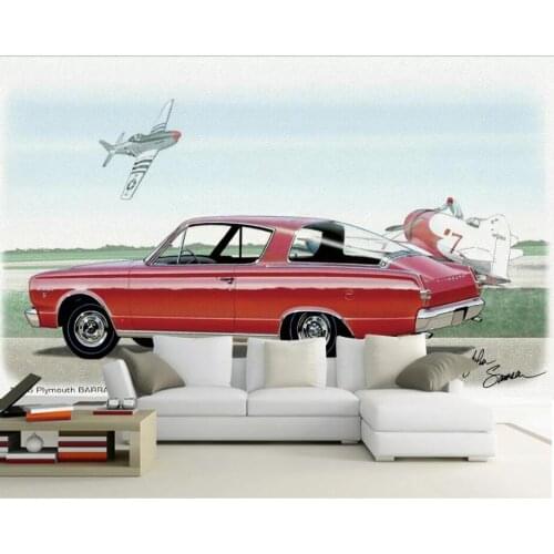 WDBH 3d wallpaper Custom photo Red vintage classic old plane living room home decor 3d wall mural wallpaper for walls 3 d
