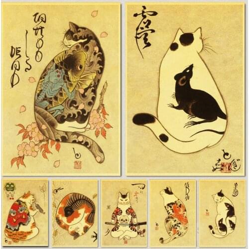Diamond Painting Japanese Samurai Cat Tattoo Cat 5D DIY Full Diamond Embroidery Cross Stitch Kit Home Decoration