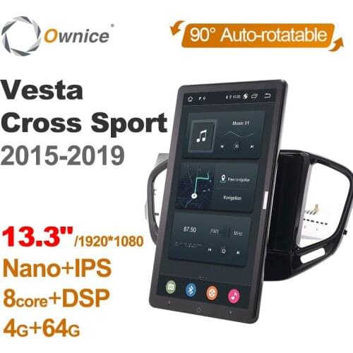 Auto Rotatable 1920*1080 13.3" Ownice Android 10.0 Car Multimedia for LADA Vesta Cross Sport 2015 - 2019 Car Radio 1din Audio