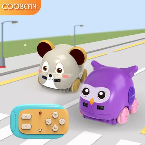 Baby Cartoon Animal Car RC Gesture Sensor Hand Control Induction Track Toy Cute Mouse Music Remote Control Toys Car For Children