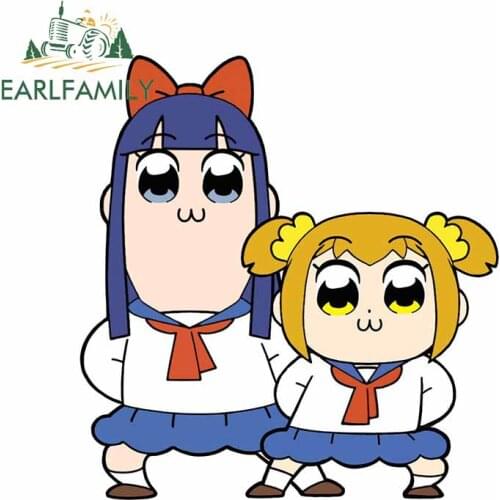 EARLFAMILY 13cm x 12.2cm for Pop Team Epic Waterproof Motorcycle Car Stickers Occlusion Scratch Waterproof Decals VAN Decoration